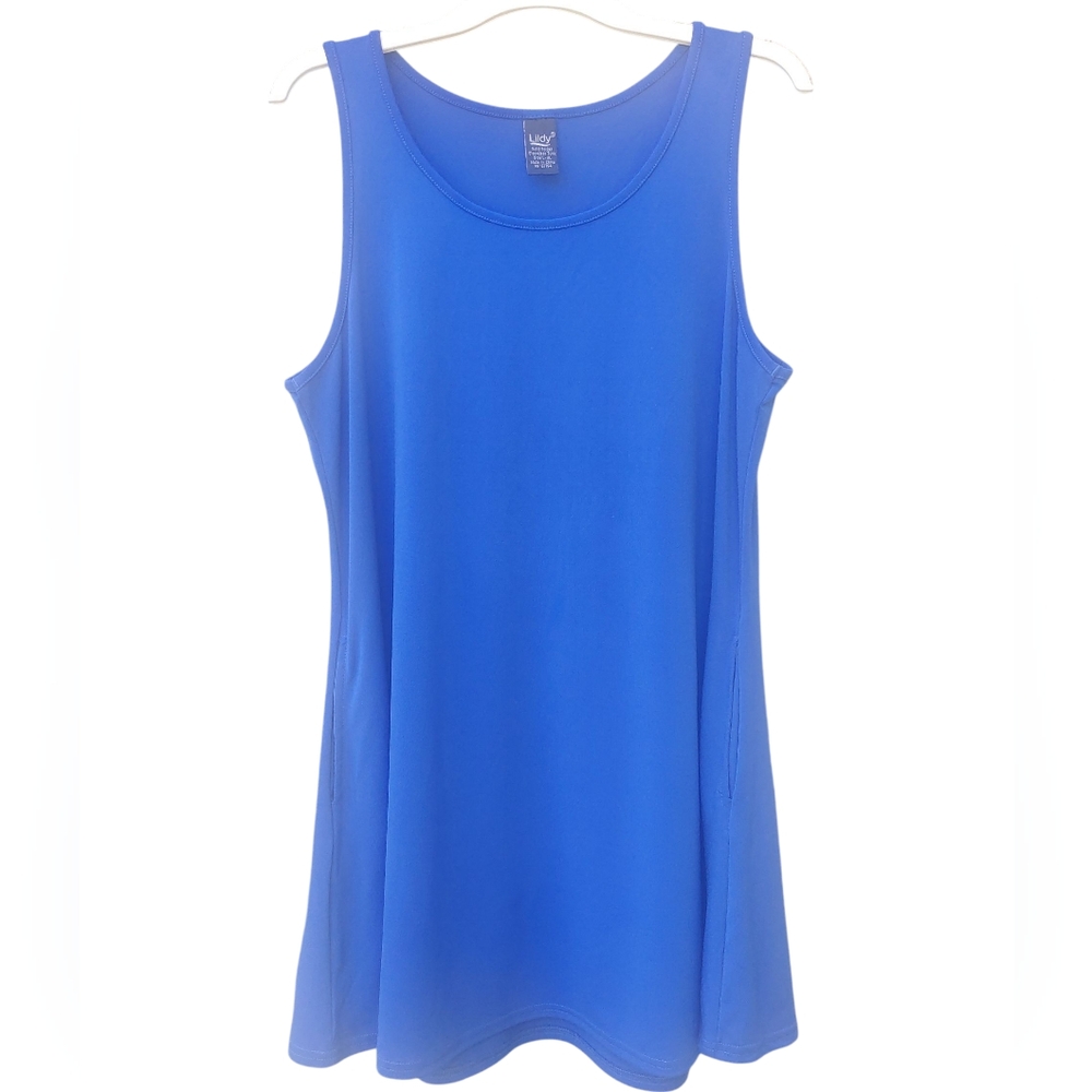 Lildy Blue Sleeveless Dress Pockets Pleats L/XL